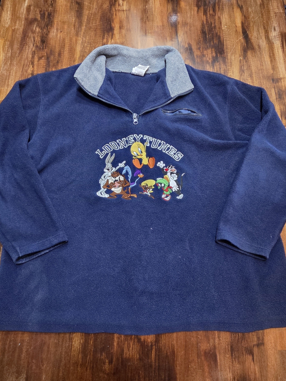 Warner Bros. Studio Store Looney Tunes Graphic Fleece Pullover Blue & Gray XL